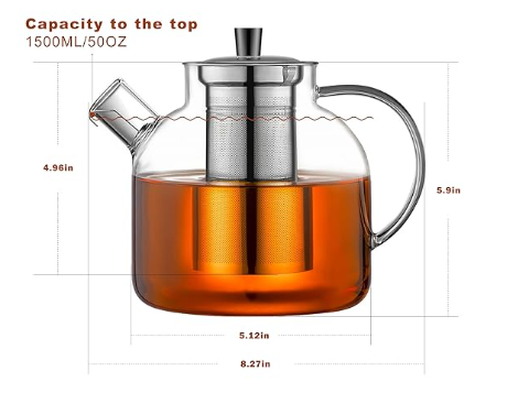 1500ml(50oz) Glass Teapot with Removable Infuser