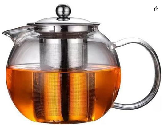 Glass Teapot with Removable Infuser Stovetop & Microwave Safe Borosilicate Clear Glass Teapot