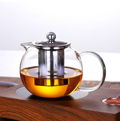 Glass Teapot with Removable Infuser Stovetop & Microwave Safe Borosilicate Clear Glass Teapot