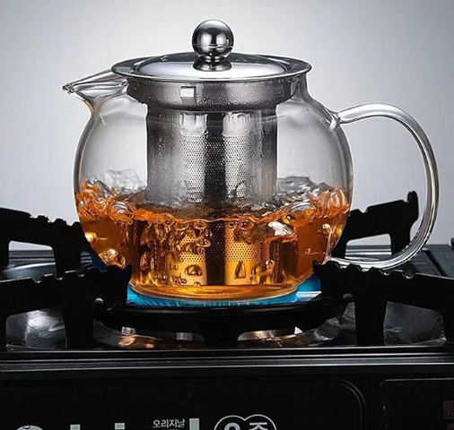 Glass Teapot with Removable Infuser Stovetop & Microwave Safe Borosilicate Clear Glass Teapot