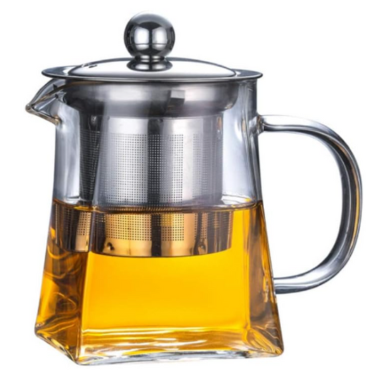 Glass Teapot with Stainless Steel Infuser & Lid